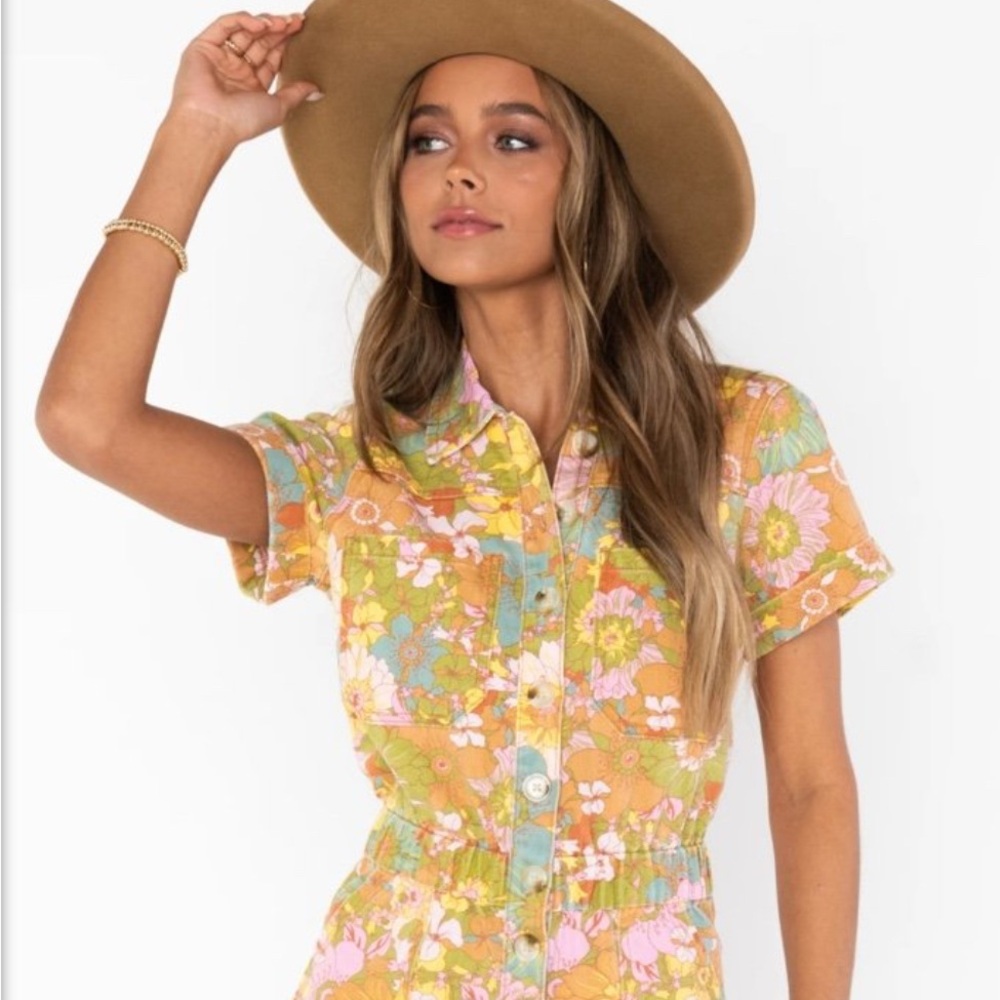 Show Me Your MuMu Floral Jumpsuit in Orange and Pink